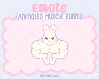 Animated Muscle Bunny Emote - Twitch, YouTube, Discord Emotes - Buff Bunny - Kawaii Cute Bunny - Bunny Emote - Rabbit Emote - Animated Emote