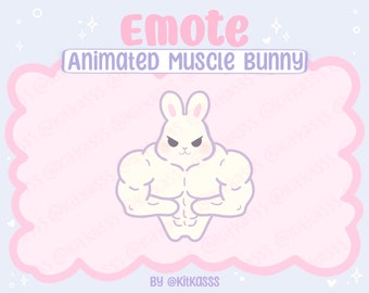 Animated Muscle Bunny Emote - Twitch, YouTube, Discord Emotes - Buff Bunny - Kawaii Cute Bunny - Bunny Emote - Rabbit Emote - Animated Emote