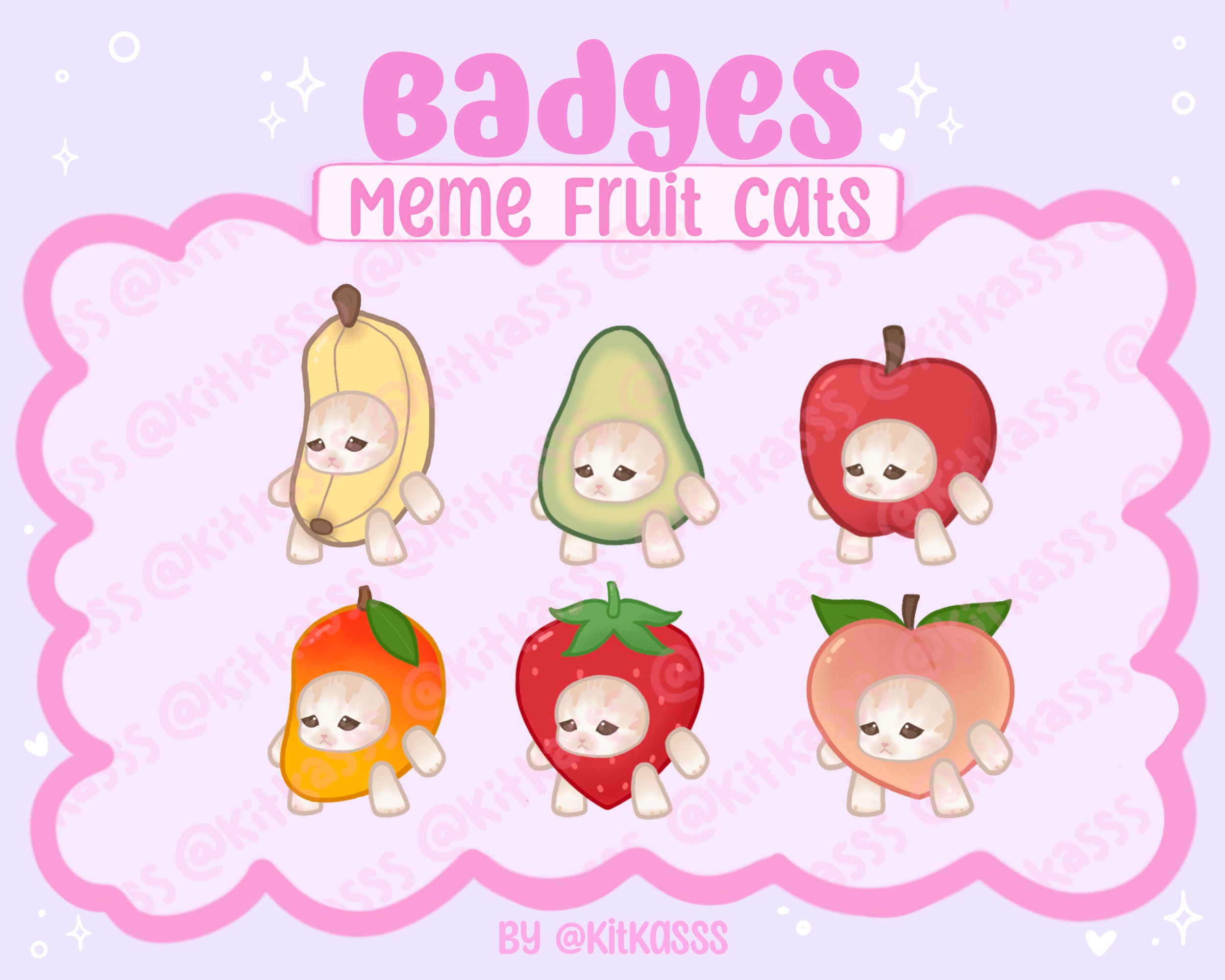 Kawaii Cute Fruits Sticker Image, in the Style of Kawaii Art, Meme