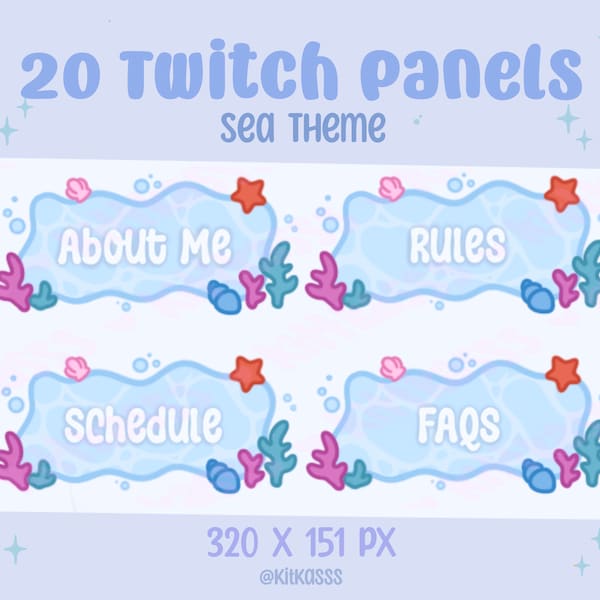 20 Sea Theme Twitch Panels - Ocean Theme Panels - Water Twitch Panels - Cute Twitch Panels - Sea Shell Panels - Coral Reef Panels