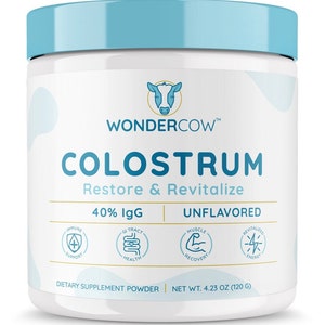 Colostrum Powder Supplement for Gut Health, Immune Support, & Muscle Recovery | 40% IgG Highly Concentrated Pure Bovine Colostrum Superfood