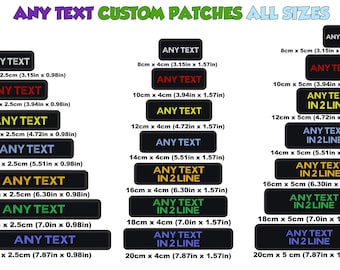 Black Personalised CUSTOM Name Text Numbers Embroidery Sew on _Iron on _ Hook Backing _Embroidered Patch   Any Text (Black)