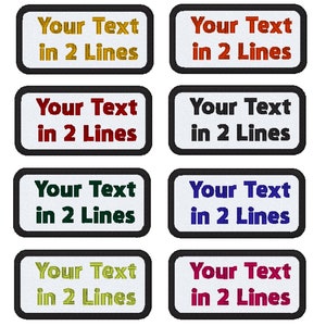 Individuell gesticktes 2 LINES Badge |Biker, Namensschild | PATCH Aufnäher, 10 cm breit x 5 cm hoch, 10 cm breit x 5 cm hoch