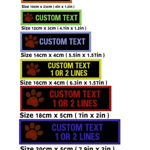 Parche bordado personalizado con huella de perro, parche termoadhesivo con cierre de velcro, insignia personalizada con el nombre de la mascota para arnés, chaleco, chaqueta, fabricado en Australia (B5)