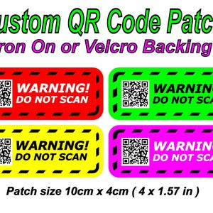 Custom QR code Print patches, iron on patches, instagram, websites, Kpop MV, appliqué, personalised QR code, sew on patches,  Do not Scan