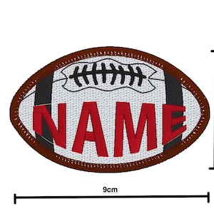 Toppa termoadesiva per squadra sportiva con pallone da calcio ricamata personalizzata/toppa della squadra/toppa con nome personalizzato/regali presenti/toppa da cucire misura 9 cm x 6 cm