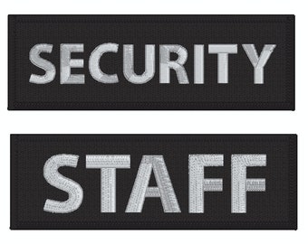 Velcro Personal Name Patch - SECURITY | LIFEGUARD | STAFF| Iron On or Sew on Patches|  Customisable Branding Uniform . Badge | 20cm x 5cm