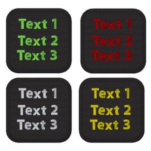 Custom Embroidered 3 LINES Badge |Biker, Name Tag | PATCH Iron on or Sew on , 3&quot; wide x 3&quot; inch height, 7.5cm wide x 7.5cm height