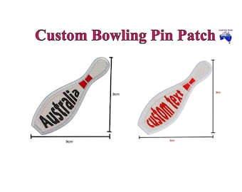 Custom Bowling Pin Patch Iron On badge| Birthday Present | Gifts | Add your Personal Text | Ten Pin Bowling Patch | Badge | Sew On Patch