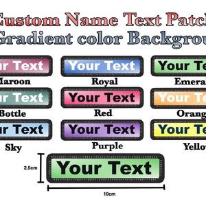 CUSTOM Name Text Numbers in Gradient Background on  Iron On  Print Patch   size 10cm x 2.5cm (size 3.94"X0.98")