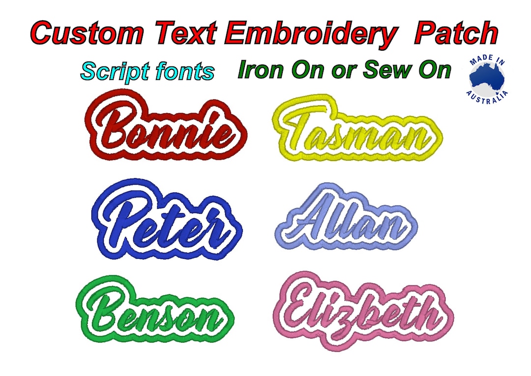Embroidery Custom Name Text Patch Stripes Badge Iron on | Biker, Name ...