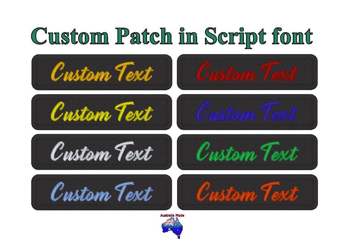 Embroidery Custom Name Script Font Text Patch Stripes Badge Iron on ...