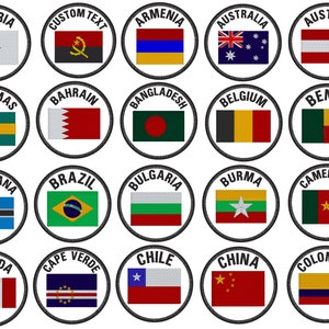 World Flag patches, flag embroidery, flag iron on, country flag patch, north America, Asia, Europe, iron on or sew on patch size 9cm round-