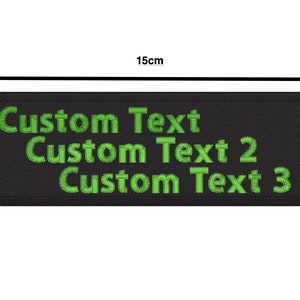Individuell gesticktes 3 LINES Abzeichen | Namensschild | PATCH zum Aufbügeln oder Aufnähen, ca. 6 &quot;breit x 2&quot; Zoll Höhe, 15cm breit x 5cm Höhe ( Schwarz )