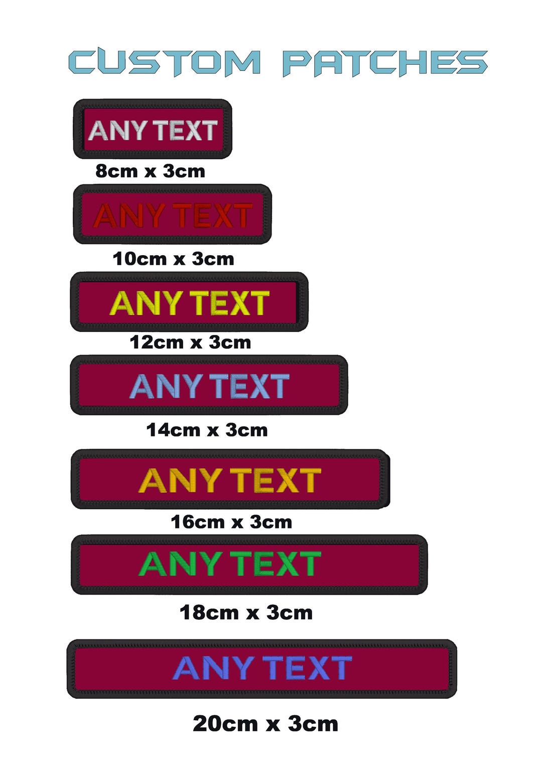 Maroon Personalised CUSTOM Name Text Numbers Embroidery Sew on _iron on ...