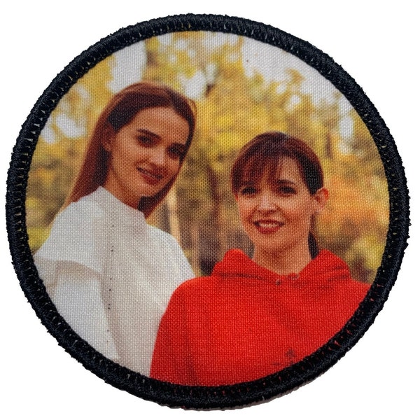 BADGE D'IMAGES PERSONNALISÉES, Votre photo, patch imprimé, , Les patchs de tissu d'impression de teinture, Badge de logo d'entreprise Taille env. 8cm rond (3.15" rond)