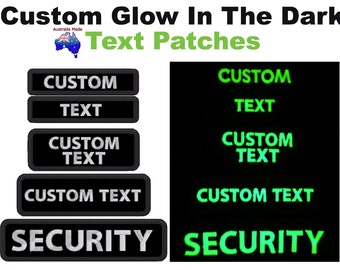 Glow in the Dark Custom Name Embroidery Patch Stripes Badge Iron On Or Hook Loop (Black)