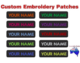 team Embroidery Custom Name Text Patch Stripes badge Iron On (Black ) | biker, Name tag, Patch, Iron on or Sew on | size 10cm x2.5cm