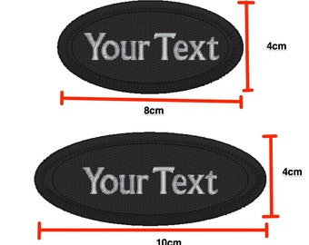 Embroidery Custom Name Text Patch Stripes badge Iron On ( BLACK ) | biker, Name tag, Patch, Iron on or Sew on |Oval Shape size 8cm x 4cm