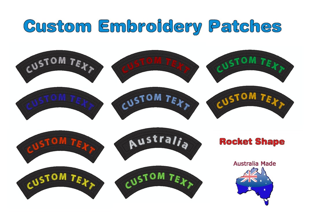 Embroidery Custom Name Text Patch in ROCKER Shape Iron on or Sew on ...