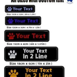 Personalisierte Hundepfote Name Patch - Service Hund Band Aufnähen, Aufbügeln oder Klettverschluss DIY Firmenname und Telefonnummer, schwarzer Hintergrund