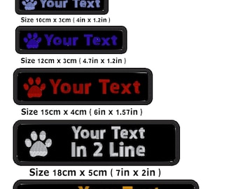 Custom Dog Paw Name Patch - Service Dog tape  Sew-on, iron On or Hook Loops DIY| Company name and phone number,Black Background