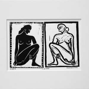 Sisters   I   Original Linocut Print   I   Sisterhood Art
