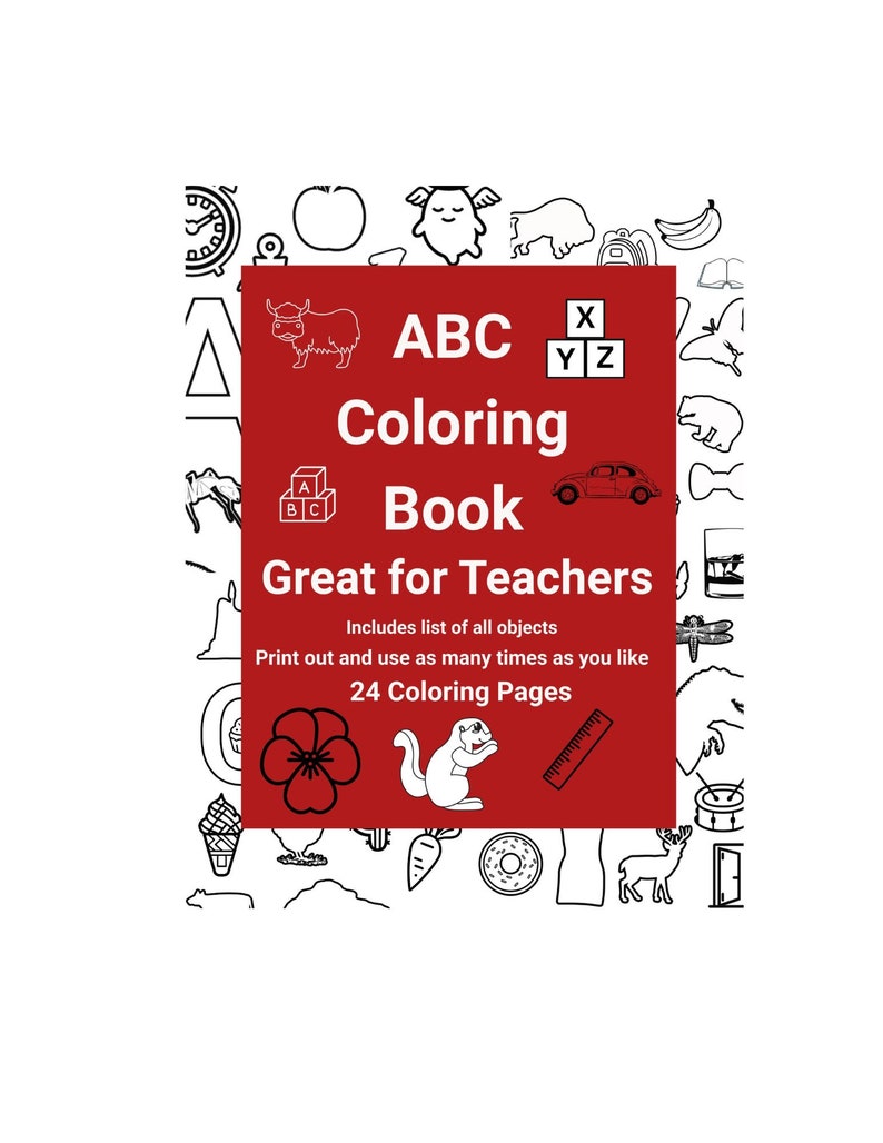 ABC Printable Coloring Pages for Kids, Instant Digital Download