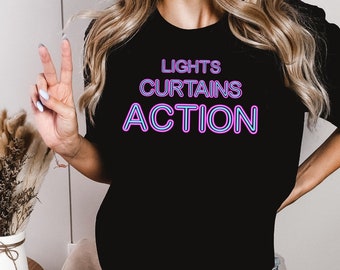 Camiseta de teatro de acción con luces y cortinas: regalo para actor de Broadway