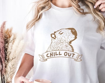 Camisa Chill Animal Kingdom Crewneck Capybara, regalo para amantes de los animales extraños