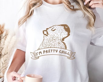 Pretty Chill Crewneck Capybara Camisa, Regalo irónico del Reino Animal para amantes de los animales extraños