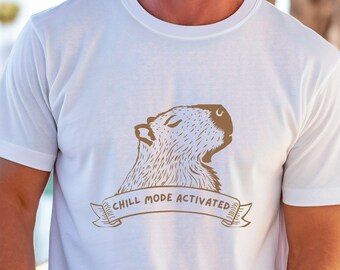 Camisa Chill Mode Capybara, regalo de cuello redondo de Animal Kingdom para el amante de los animales irónicos