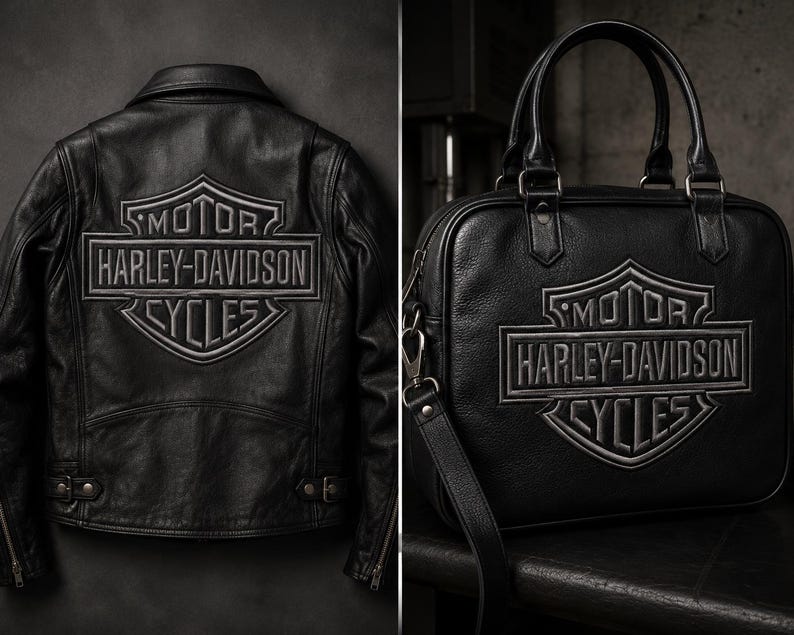 Machine embroidery design for motorcycle enthusiasts and biker clothing.