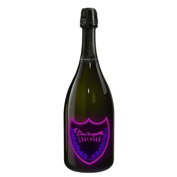 LADY GAGA Dom Perignon Rose Luminous Light-Up LED Champagne Dp Bottle Luxury Rare Display Decorative 0.75 Litre 750ml (Empty Bottle)