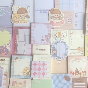 10 kawaii och estetiska mystiska brevpappersväskor | Memo, checklista, dekorativt papper, gratisprylar | Söta björnar, kaniner, djur, flickor, mönster