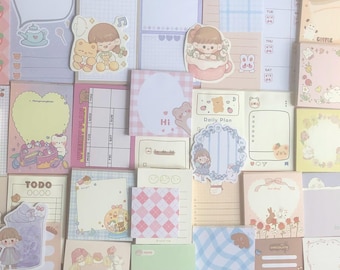 10 kawaii en esthetiek mysterie briefpapiertas | Memo, checklist, decoratief papier, freebies | Schattige beren, konijnen, dieren, meisjes, patronen