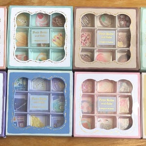 Kamio Petit Boite Seal Flake Stickers | Sticker Box | 9 Designs x 4 | 36 pieces | Cookies, Chocolate, Lunch, Minerals, Sea, Jewel, Sewing