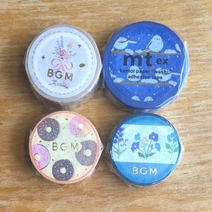 BGM Washi Tape 15/20 mm | Various Styles | Flower Embroidery 20 mm x 5 m | Donuts, Blue Flowers 15 mm x 5 m | mt ex Winter Bird 15 mm x 7 m