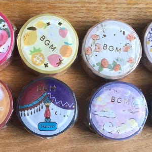 BGM Washi Tape 15/20 mm | Various Styles Masking Tape | Strawberry 20 mm | Fruits, Flowers, Pets, Retro Curtains, Sky 15 mm | 5 m length