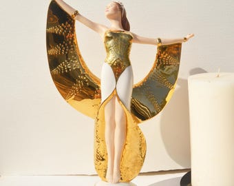 Art Deco-porslinsfigur "Soluppgång i guld" samlarobjekt