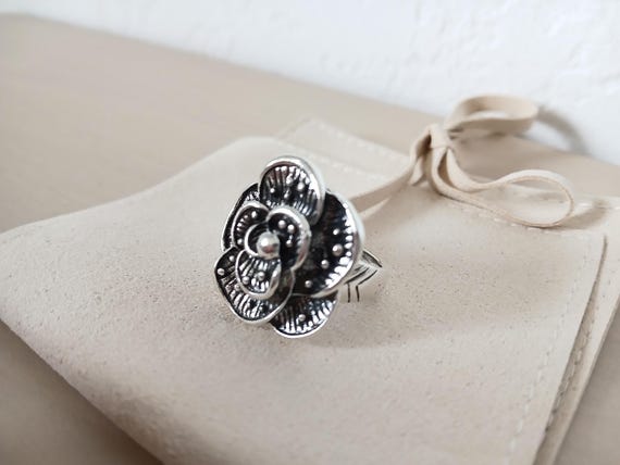 Silver Rose Flower Ring – Bloom Statement Piece - image 4