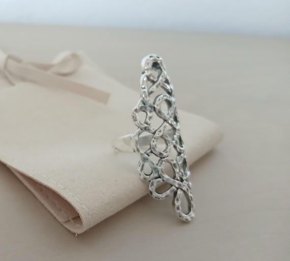 Silver Interwoven Loop Statement Ring – Bold Fili… - image 1