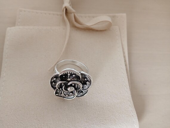 Silver Rose Flower Ring – Bloom Statement Piece - image 3