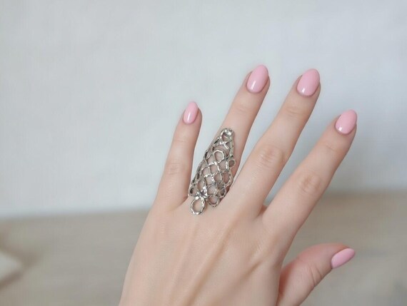 Silver Interwoven Loop Statement Ring – Bold Fili… - image 2