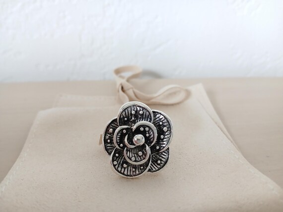 Silver Rose Flower Ring – Bloom Statement Piece - image 2