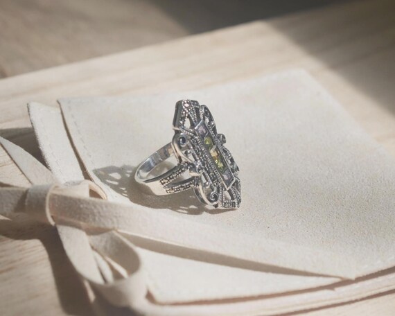 Stylish Multicolor Stone Accent Silver Ring - image 8