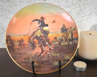 Charles M. Russell &quot;A Bad One&quot; Collection Plate 1920