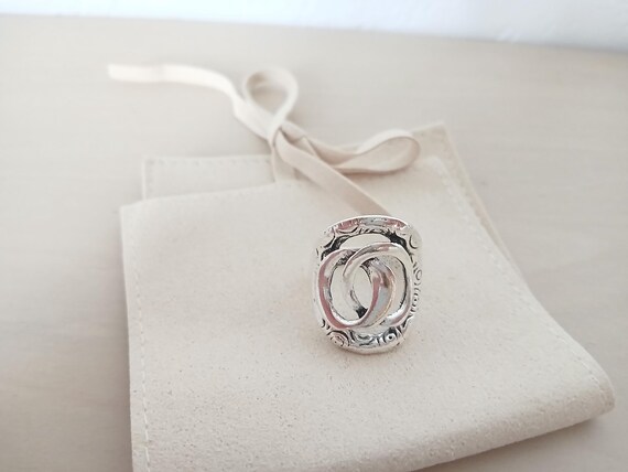 Silver Interlocking Loop Ring – Abstract Infinity… - image 2