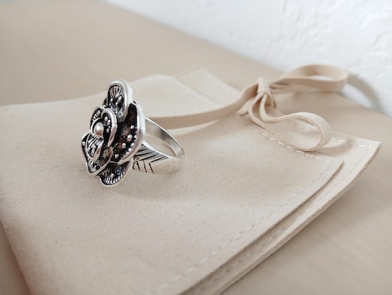 Silver Rose Flower Ring – Bloom Statement Piece - image 6