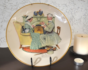 Norman Rockwell &quot;Gaily Sharing Vintage Times&quot; Collection Plate 1973